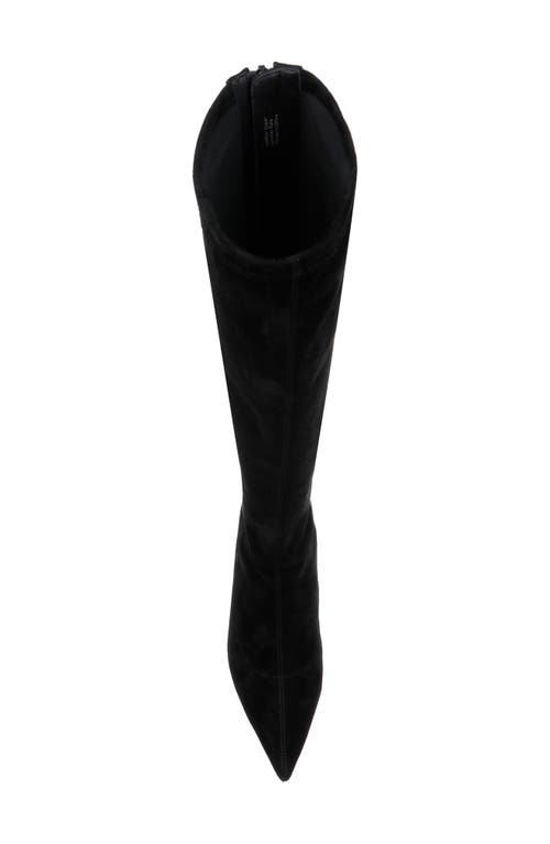 Shop L Agence L'agence Emilie Pointed Toe Kitten Heel Knee High Boot In Black Suede