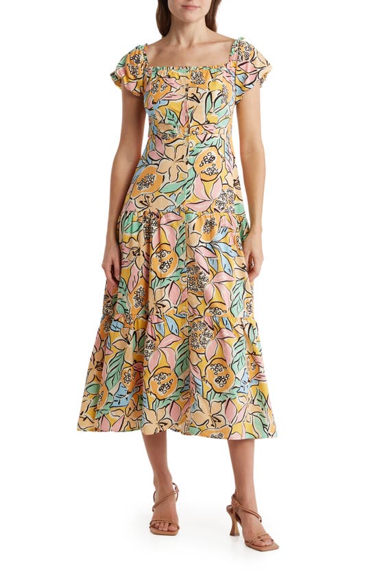 Astr Saveria Midi Dress In Tropical Papaya | ModeSens Astr Saveria Midi Dress In Tropical Papaya | ModeSens
