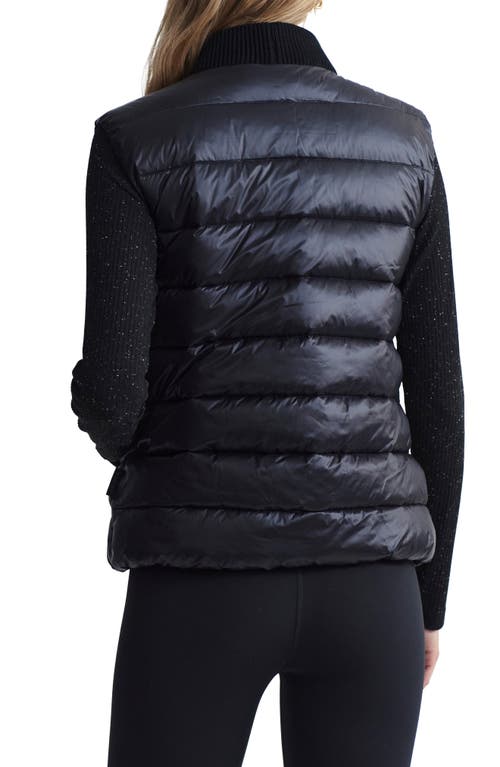 Varley Colwyn Combo Ribbed-knit Trimmed Quilted Shell Vest In Black