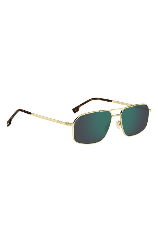 Hugo Boss 58mm Aviator Sunglasses In Gold/ Teal