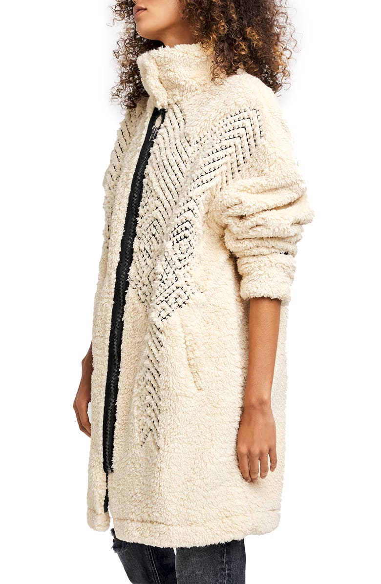 Free People Avery Embroidered Teddy Coat, Alternate, color, 