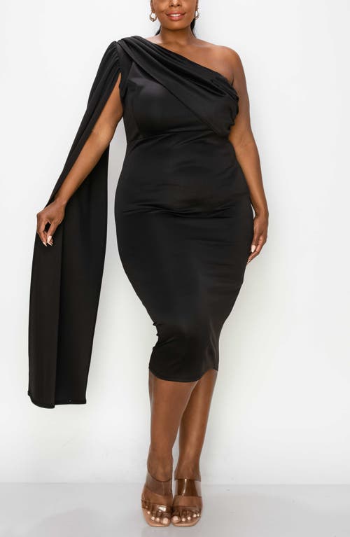 Shop L I V D Spade One-shoulder Cape Dress In Black