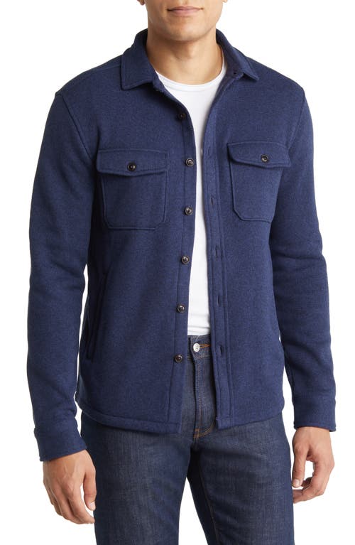 Peter Millar Sweater Fleece Button-Up Shirt Jacket in Navy