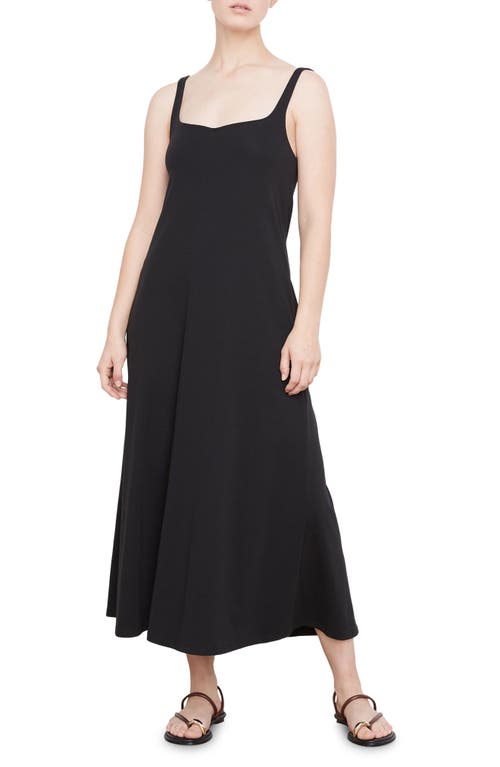 Vince Sleeveless Stretch Cotton Trapeze Dress in Black