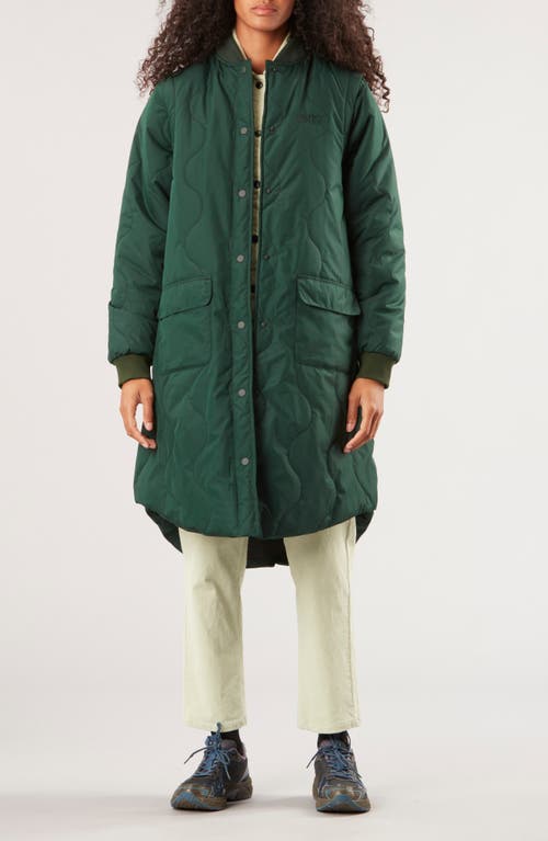 Endya Water Repellent Quilted Longline Jacket in Scarab