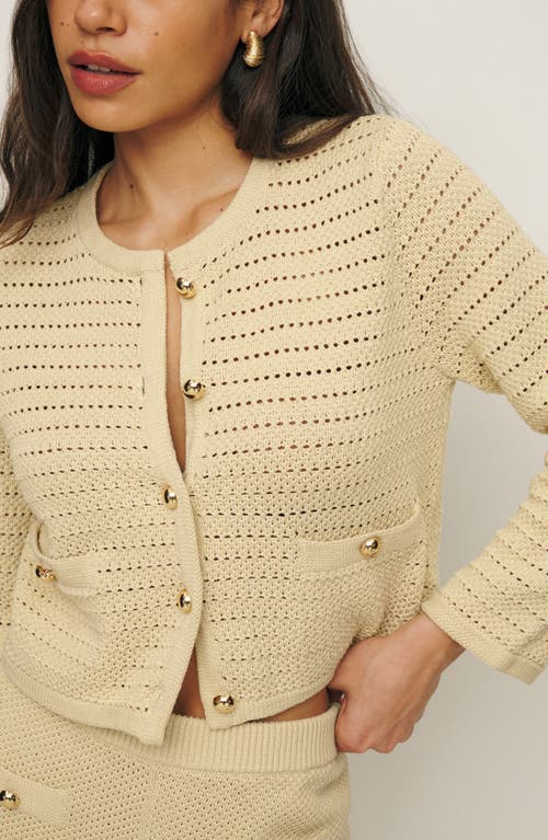 Shop Reformation Open Stitch Organic Cotton Cardigan In Birch