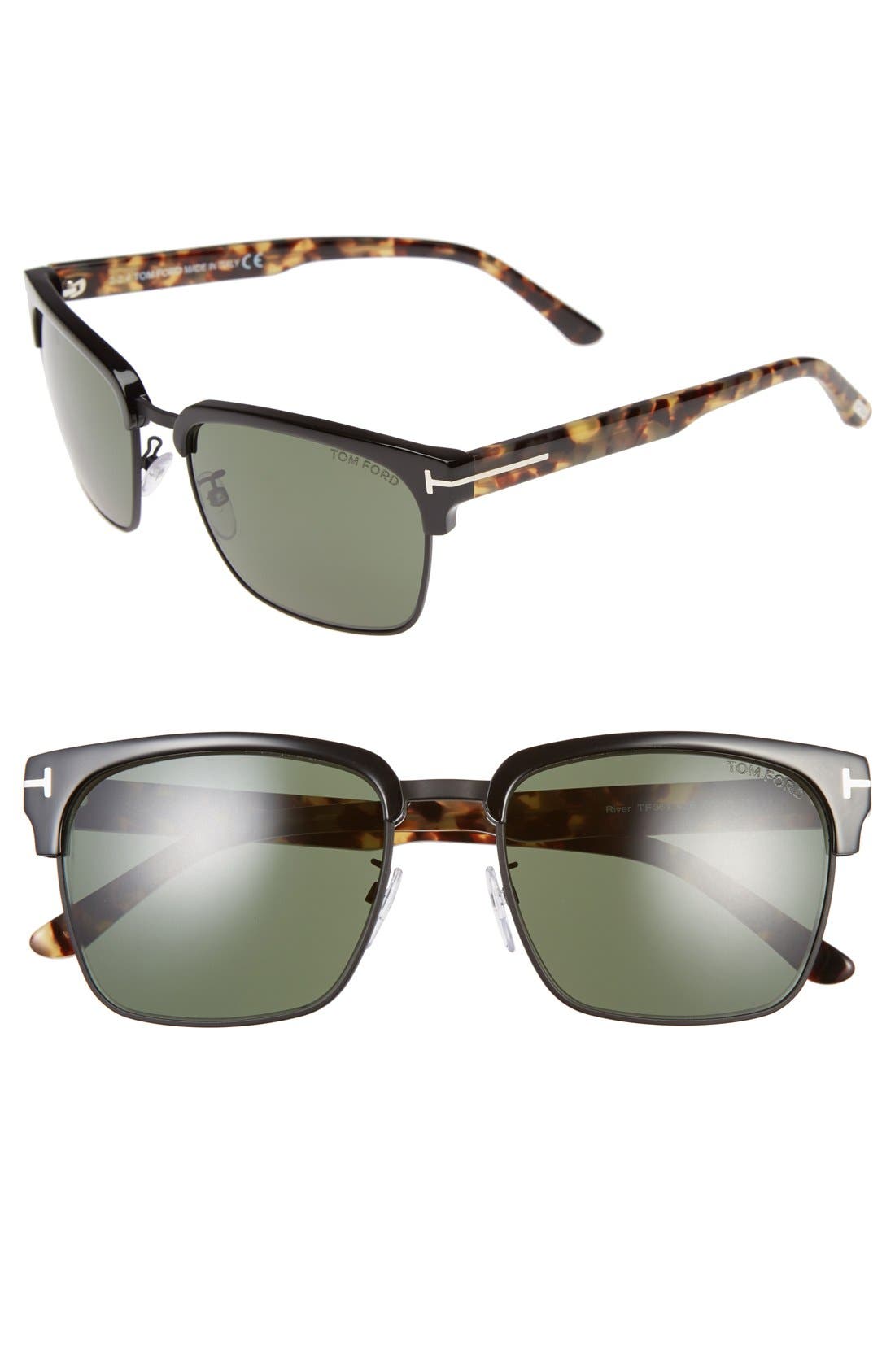 Tom Ford 'River' 57mm Clubmaster Sunglasses Nordstrom