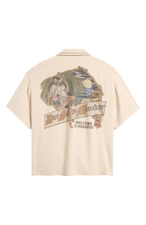 Shop Diet Starts Monday Paradise Oversize Cotton & Lyocell Camp Shirt In Cream