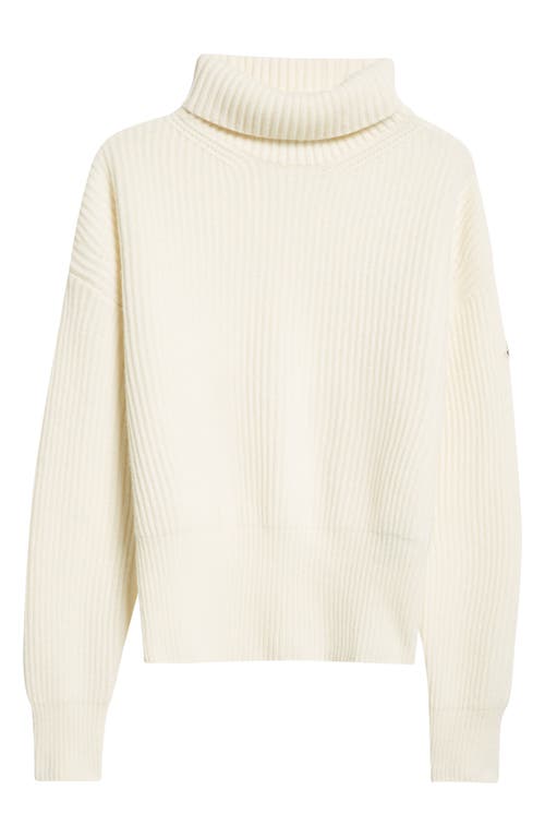 Moncler Shell-trimmed Ribbed Wool Turtleneck Sweater In White