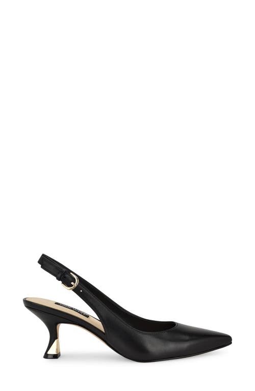 Shop Nine West Jannit Slingback Pointed Toe Kitten Heel Pump In Black