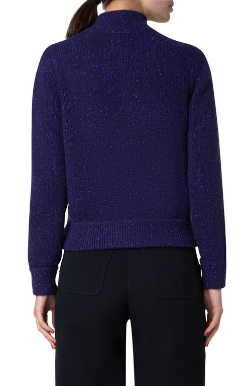 Shop Akris Cashmere Tweed Zip-up Cardigan In Purple