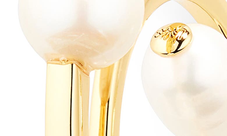 Shop Lele Sadoughi Spin Skater Hoop Earrings In Gold/pearl