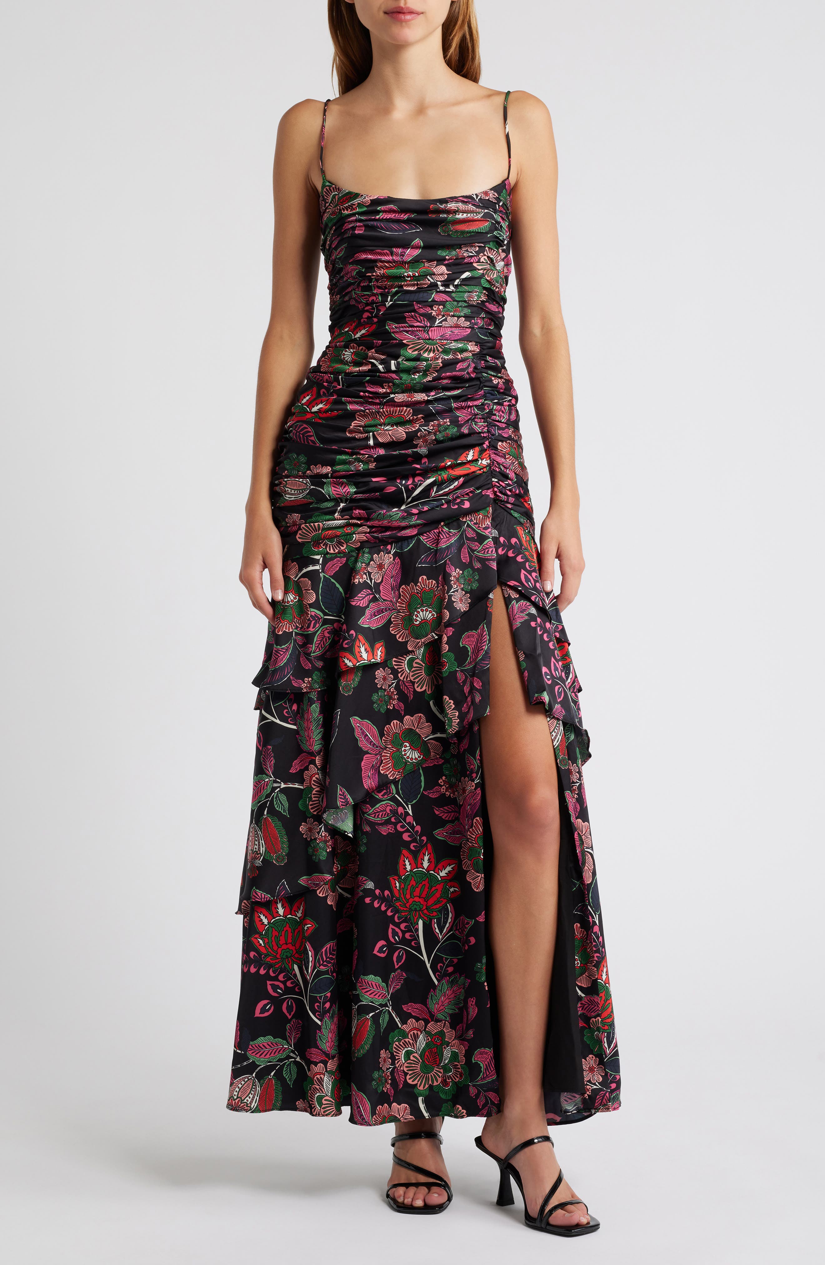Hutch Floral Print A-Line Dress in Black Floral 