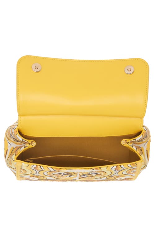 Dolce & Gabbana Dolce&gabbana Sicily Majolica Embroidered Canvas Satchel In Azulejos Giallo