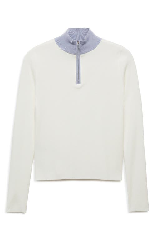 Shop Mango Quarter Zip Sweater In Ecru