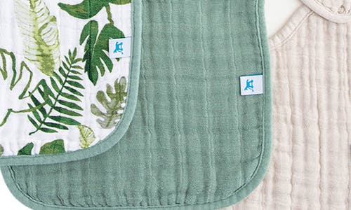 Little Unicorn 3-pack Classic Cotton Muslin Bibs In Tropical Leaf