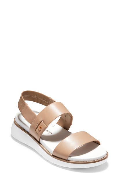 Cole Haan Zerogrand Double Band Sandal In Amphora/ Optic White Leather