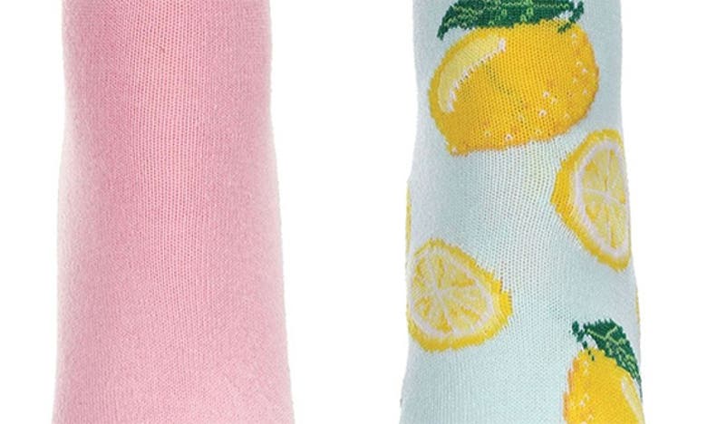 Memoi Assorted 2-pack Decorative Athletic Quarter Socks In Pink Confetti/ Mint