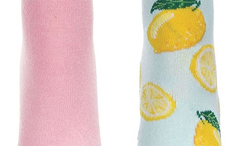 Memoi Assorted 2-pack Decorative Athletic Quarter Socks In Pink Confetti/mint