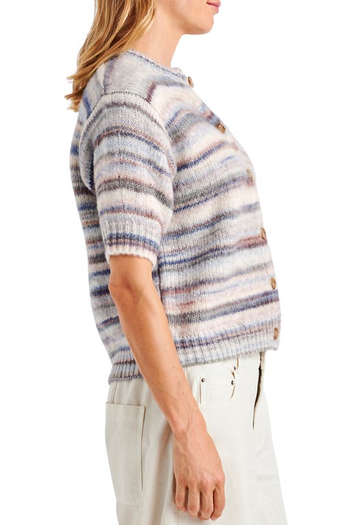 Shop Splendid Sedona Stripe Short Sleeve Cardigan In Periwinkle Multi