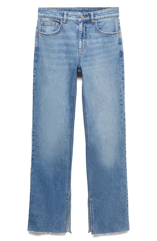MANGO Slit Hem Flare Jeans Medium Blue at Nordstrom,