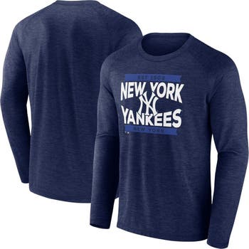 Men's Fanatics Branded Heathered Gray New York Yankees Weathered Official Logo Tri-Blend T-Shirt