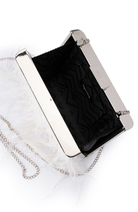 Shop Olga Berg Ostrich Feather Embellished Clutch In White