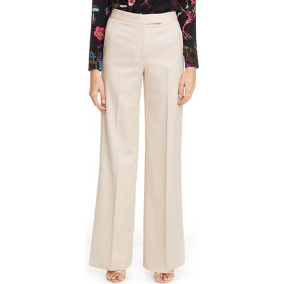 Stella Mccartney Tab Front Wool Wide Leg Pants, 6 IT - Ivory