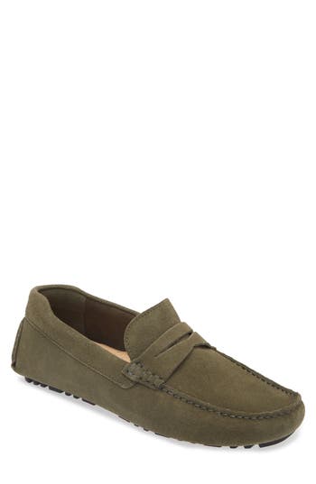 Shop Nordstrom Driving Penny Loafer In Olive Suede