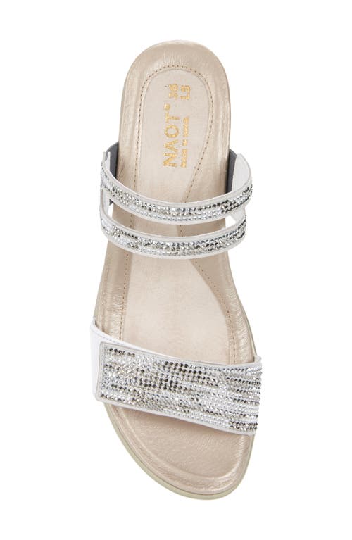 Shop Naot Temper Embellished Slide Sandal In White/pearl Metallic