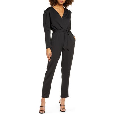 Fraiche By J Puff Sleeve Jumpsuit, Black