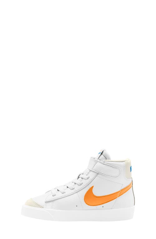 Shop Nike Kids' Blazer Mid '77 High Top Sneaker In White/orange/blue