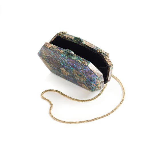 Freya Rose Jaya Green  Clutch Bag In Iridescent Green Hue