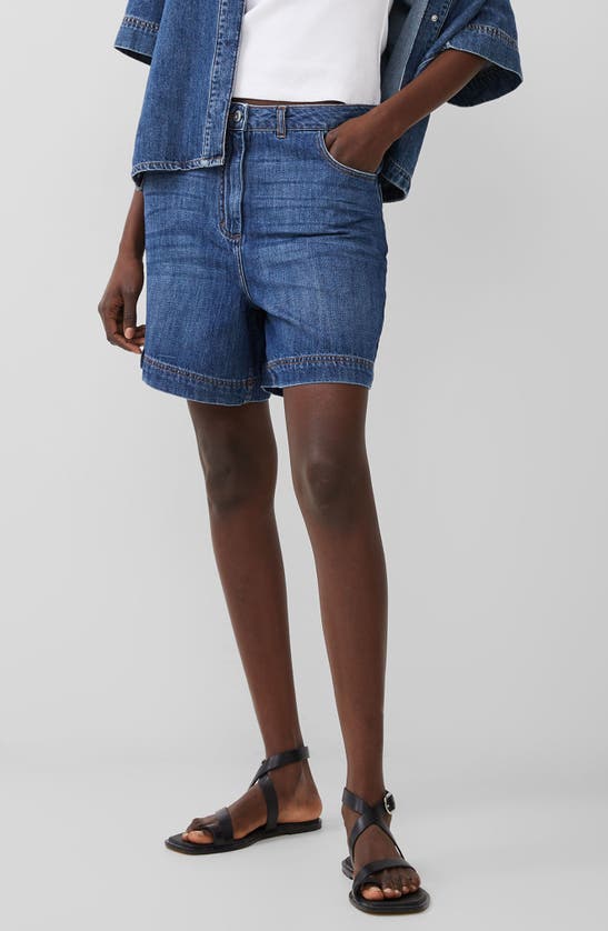 Shop French Connection Finley Denim Bermuda Shorts In Vintage