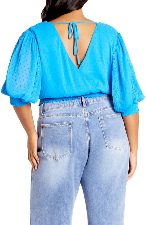 Shop City Chic Dee Swiss Dot Tie Back Crop Top In Cornflower