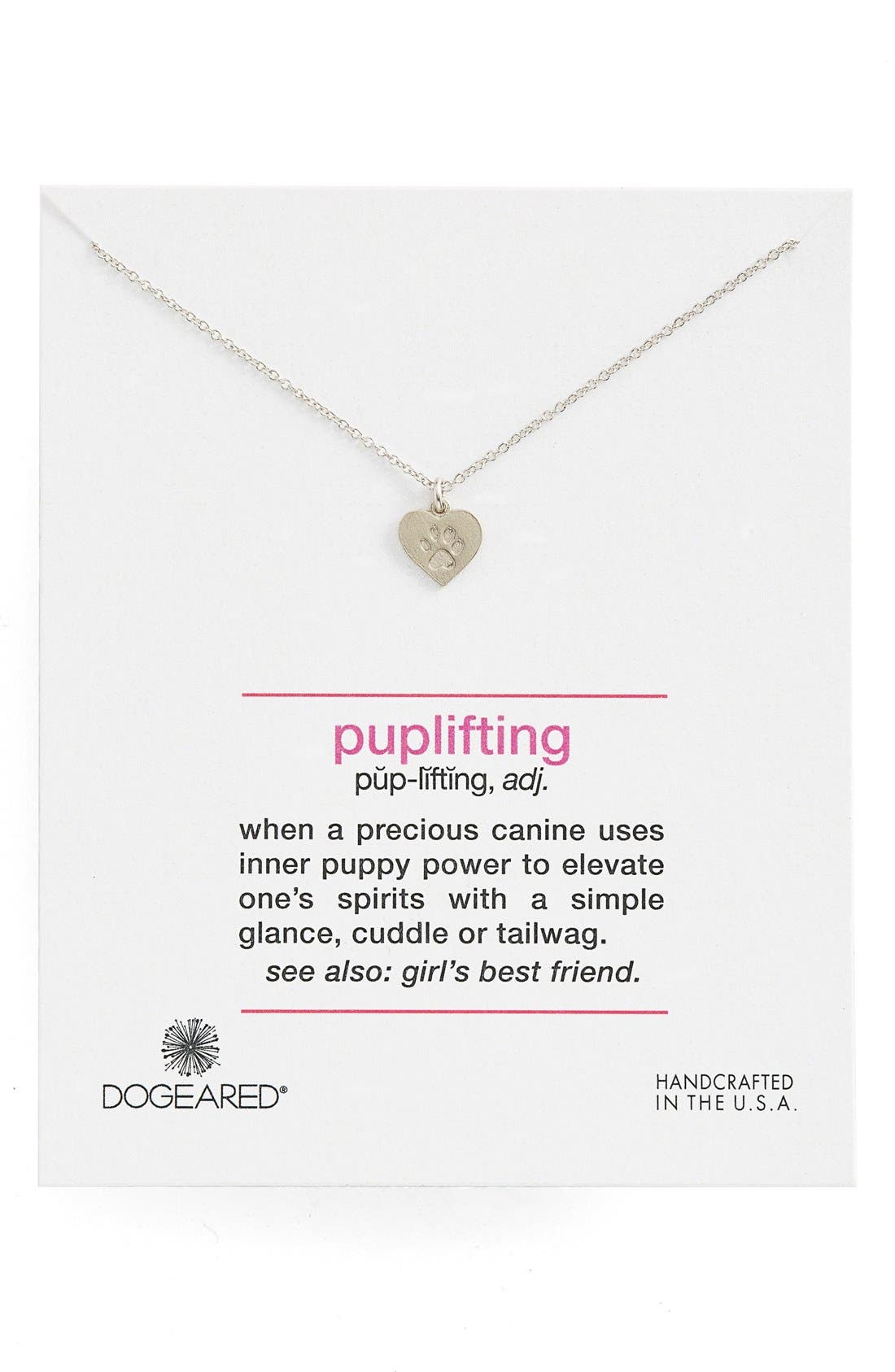 Dogeared 'Definitions Defined Puplifting' Heart Pendant Necklace