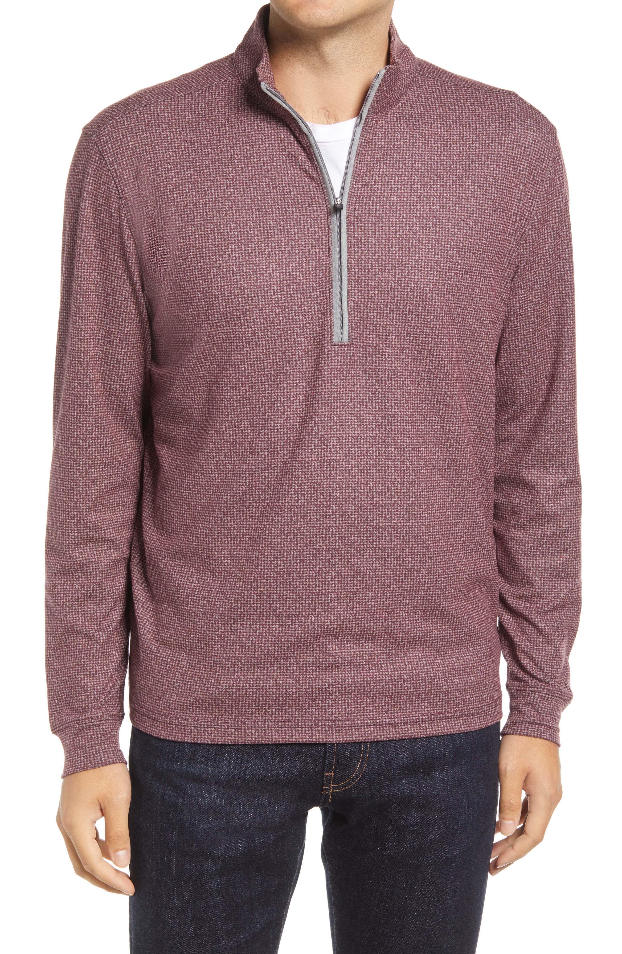 red quarter zip pullover