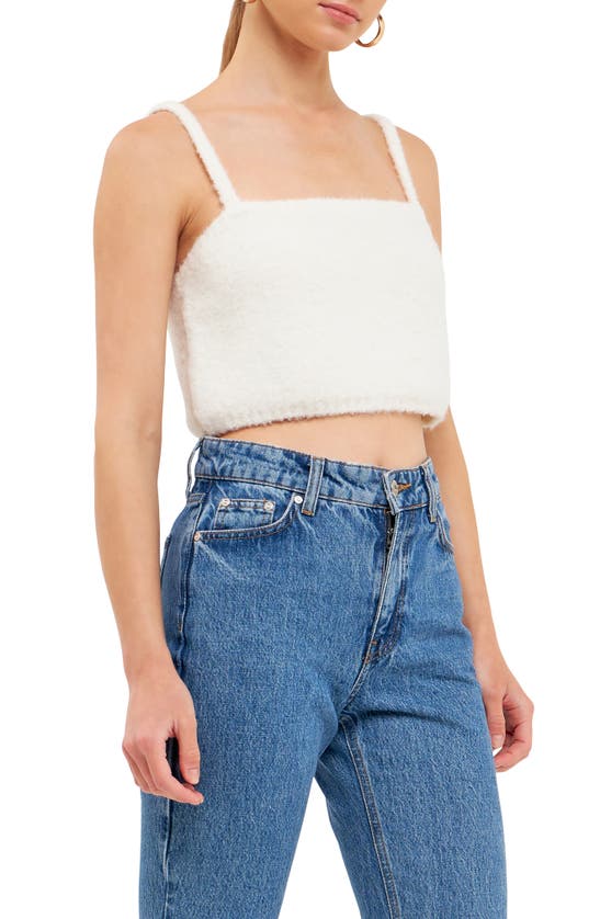 English Factory Fuzzy Crop Sweater Tank In Cream