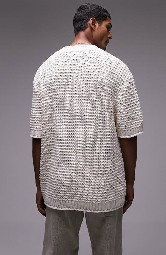 Shop Topman Oversize Textured Cotton Knit T-shirt In Ecru