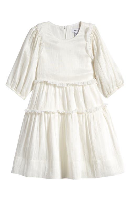 Shop Reiss Kids' Tash Tiered Linen Blend Dress In Ivory