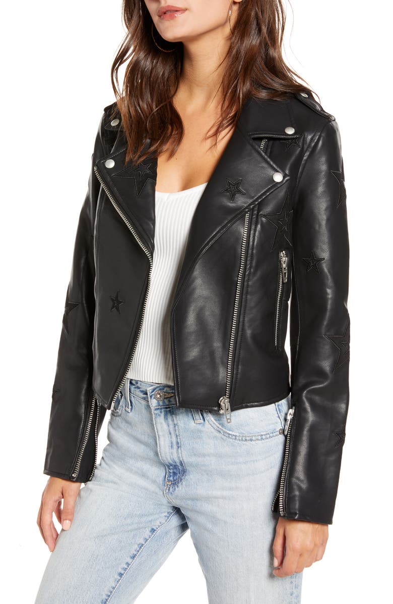 BLANKNYC Tonal Star Faux  Leather  Moto Jacket  Nordstrom