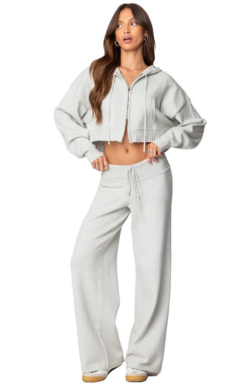 Edikted Russel Straight Leg Knit Pants In Light-gray