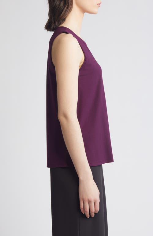 Shop Eileen Fisher Crewneck Jersey Tank In Blackberry