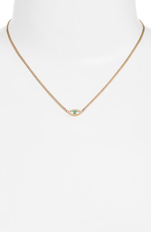 Zoë Chicco Evil Eye Turquoise & Diamond Pendant Necklace In Yellow Gold