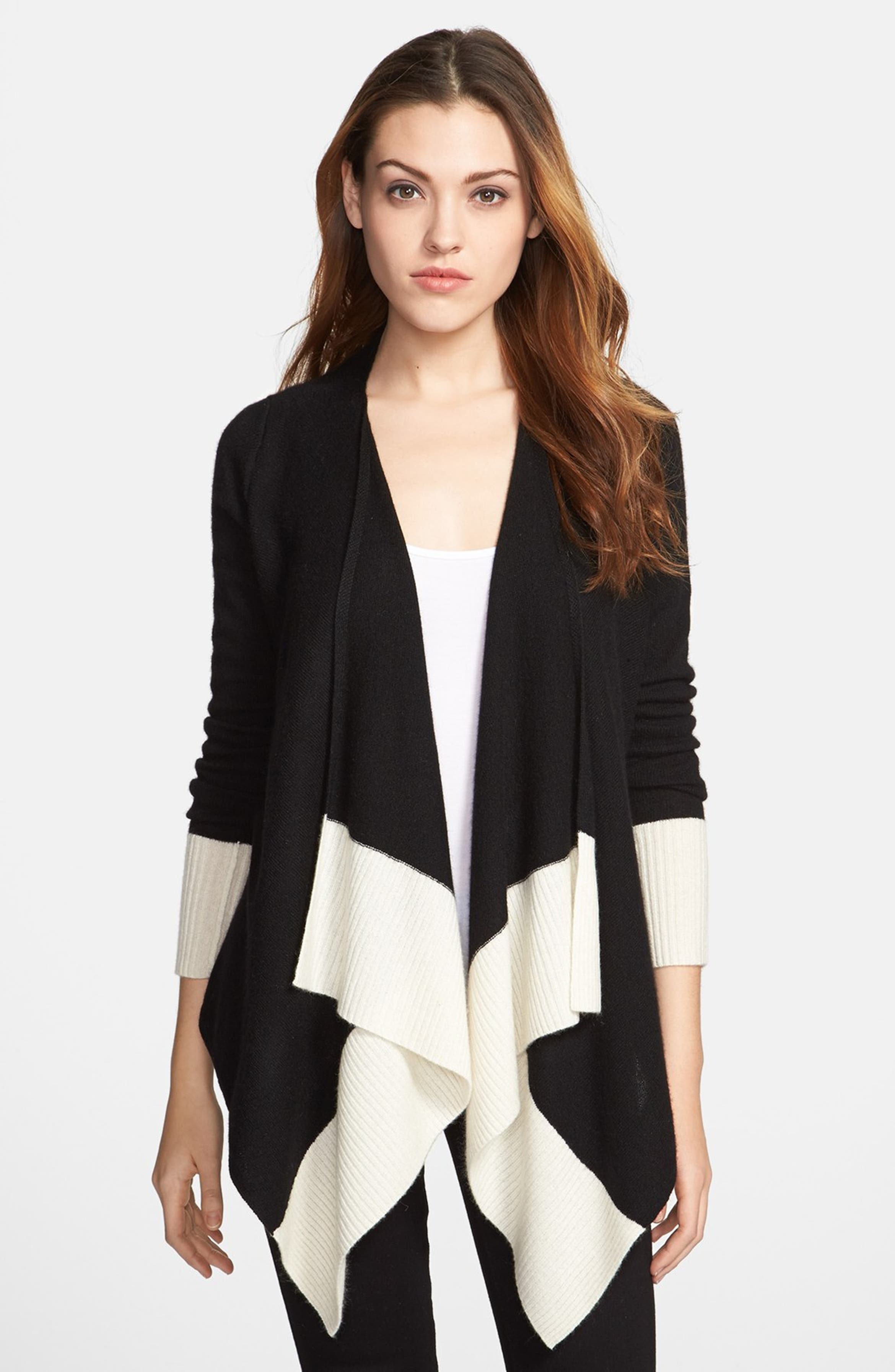 Only Mine Colorblock Cashmere Drape Front Cardigan | Nordstrom