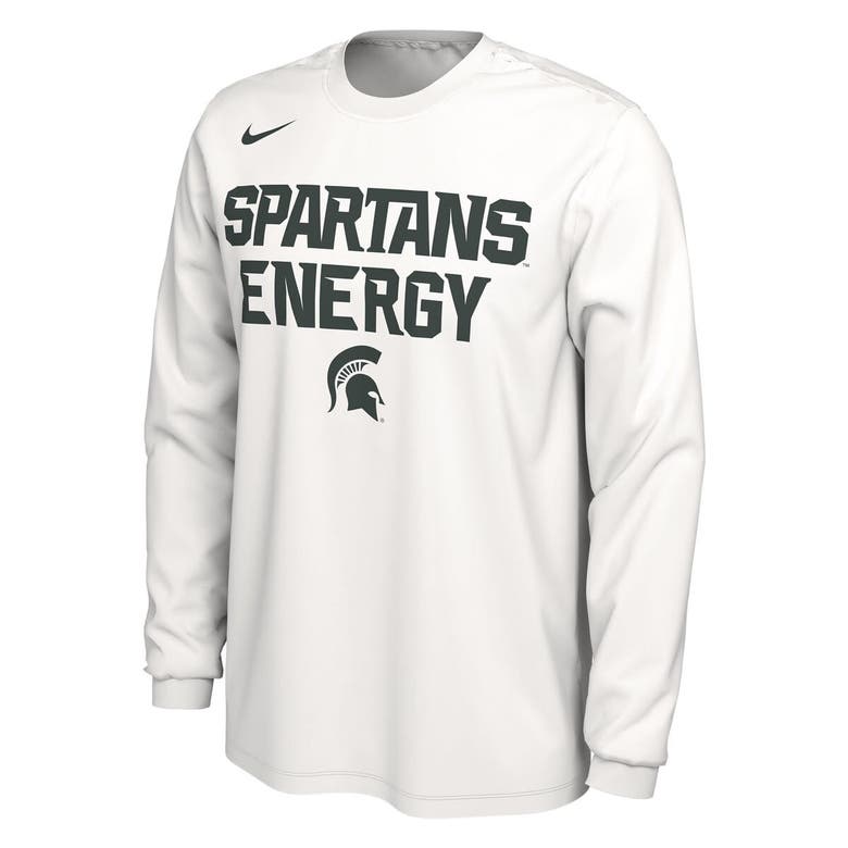 Shop Nike Unisex   White Michigan State Spartans 2024 On-court Bench Energy Long Sleeve T-shirt