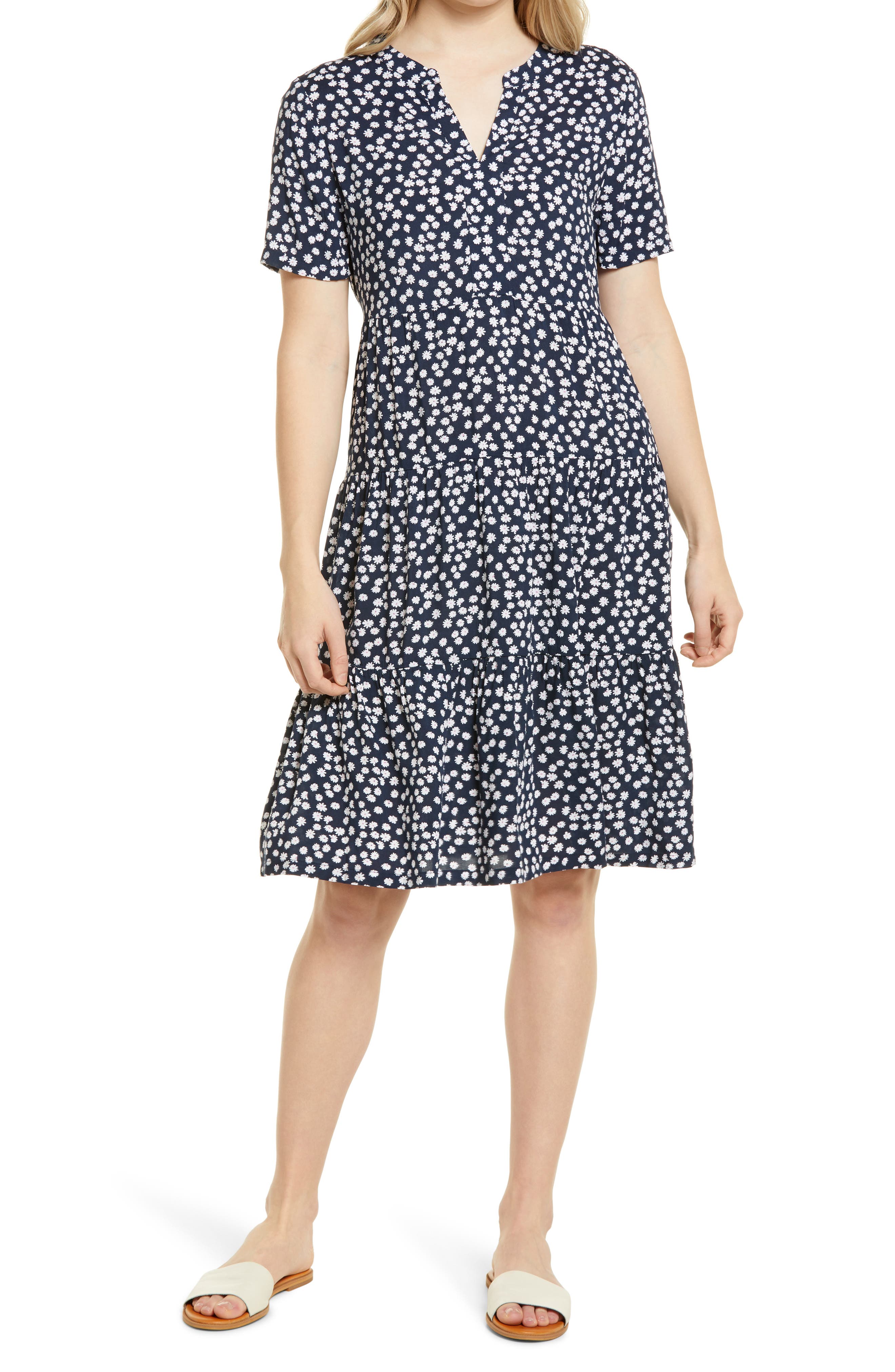 beachlunchlounge Coley Print Tiered Shift Dress in Cerulean Dahlia