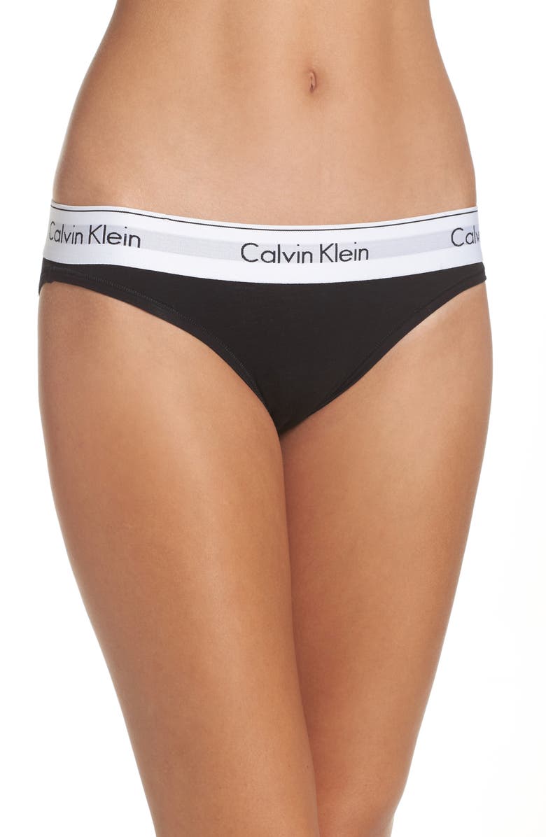 CALVIN KLEIN Modern Cotton Bikini, Main, color, BLACK