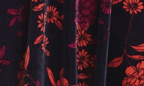 LONDON TIMES LONDON TIMES FLORAL VELVET FIT & FLARE DRESS