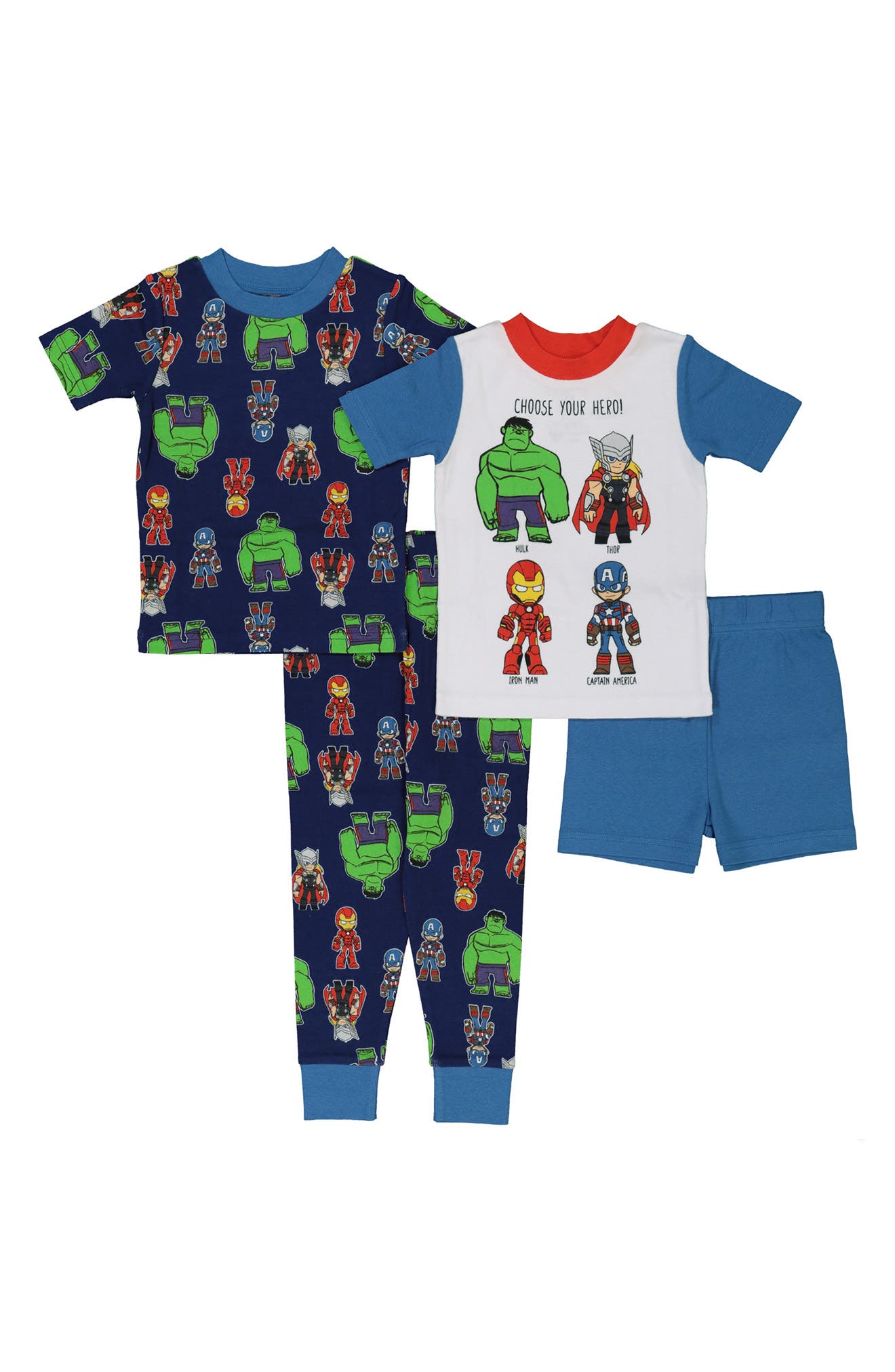 Boys Pyjamas Kids Set Marvel Avengers Print Heroes Top Bottoms Captain America 